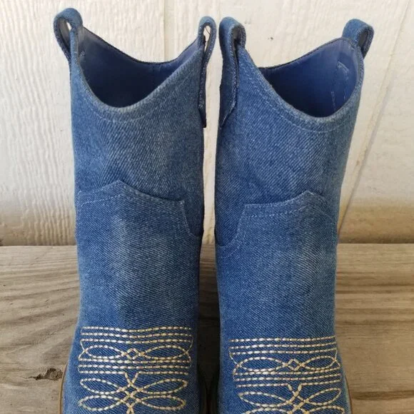 Marc Fisher Gidden Womens Blue Demin Western Bootie Boots 6 M - Picture 10 of 13